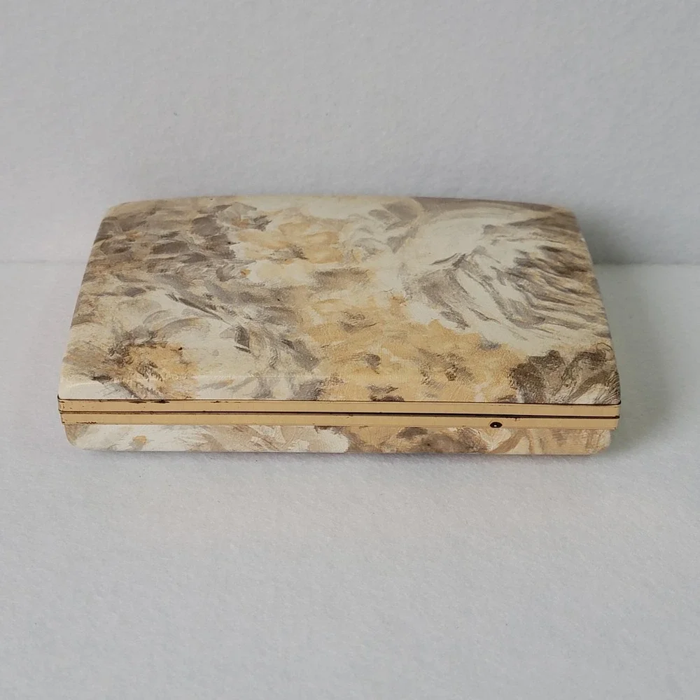Vintage MELE Jewelry Box Velvet Gold Trim Ring Earring Organizer Mid Century